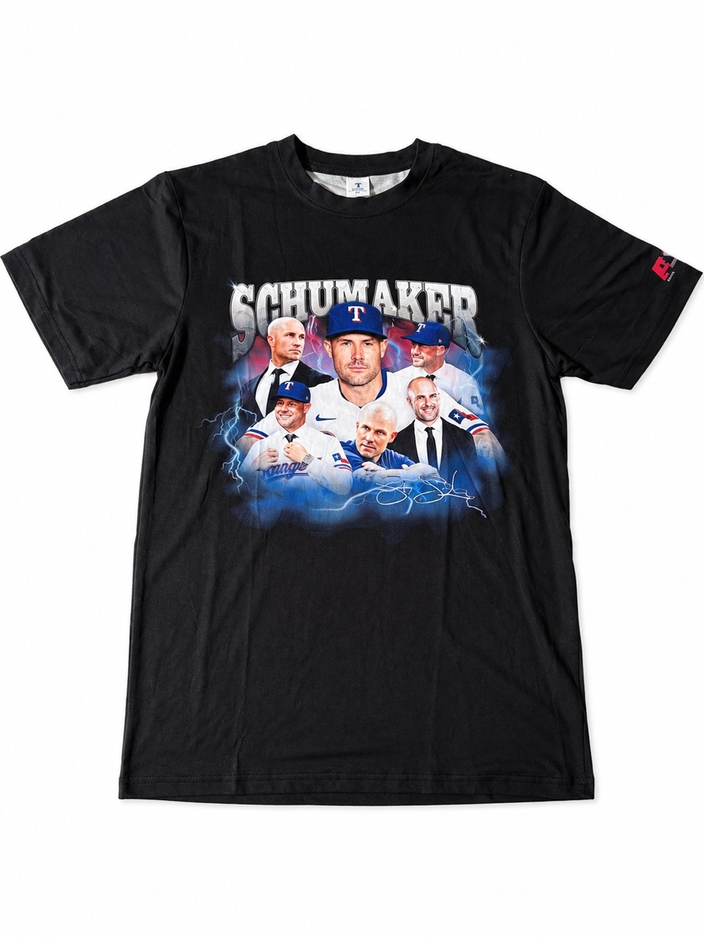 Skip Schumaker Texas Rangers Manager Graphic T-Shirt Adult Medium Black AMR